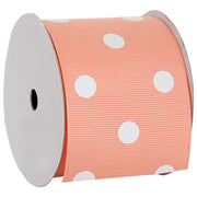 Grosgrain Dots Ribbon 2 1/4" - 5 Yards - Peach - Threadart.com