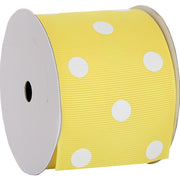 Grosgrain Dots Ribbon 2 1/4" - 5 Yards - Yellow - Threadart.com