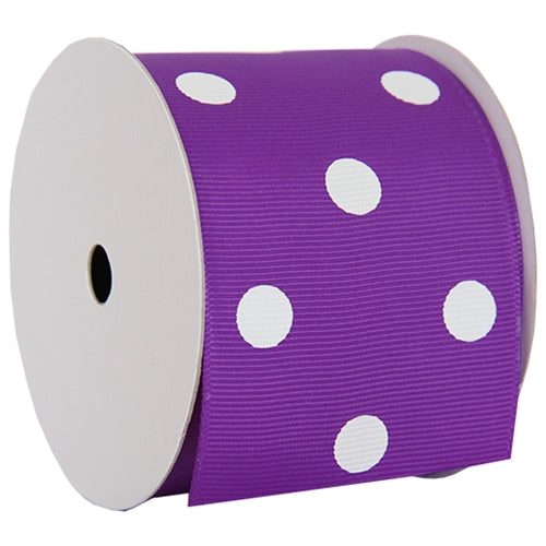 Grosgrain Dots Ribbon 2 1/4" - 5 Yards - Purple - Threadart.com