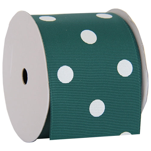 Grosgrain Dots Ribbon 2 1/4" - 5 Yards - Forest Green - Threadart.com