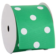 Grosgrain Dots Ribbon 2 1/4" - 5 Yards - Green - Threadart.com