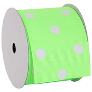 Grosgrain Dots Ribbon 2 1/4" - 5 Yards - Neon Green - Threadart.com