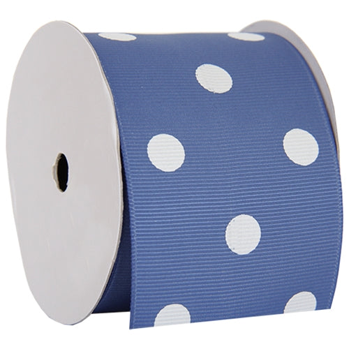 Grosgrain Dots Ribbon 2 1/4" - 5 Yards - Country Blue - Threadart.com