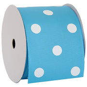 Grosgrain Dots Ribbon 2 1/4" - 5 Yards - Aqua - Threadart.com