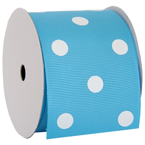 Grosgrain Dots Ribbon 2 1/4" - 5 Yards - Aqua - Threadart.com