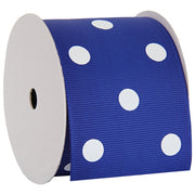 Grosgrain Dots Ribbon 2 1/4" - 5 Yards - Blue - Threadart.com