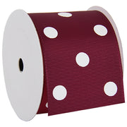 Grosgrain Dots Ribbon 2 1/4" - 5 Yards - Burgundy - Threadart.com