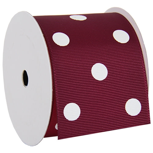 Grosgrain Dots Ribbon 2 1/4" - 5 Yards - Burgundy - Threadart.com