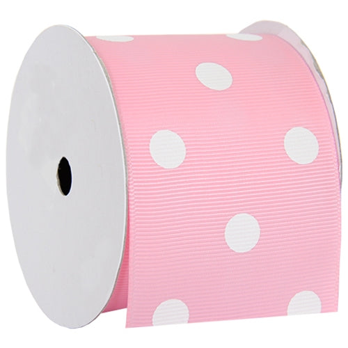 Grosgrain Dots Ribbon 2 1/4" - 5 Yards - Pink - Threadart.com