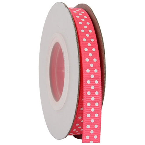 Grosgrain Dots Ribbon 3/8" - 10 Yards - Hot Pink - Threadart.com