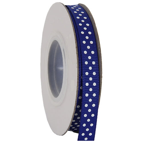 Grosgrain Dots Ribbon 3/8" - 10 Yards - Blue - Threadart.com