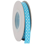 Grosgrain Dots Ribbon 3/8" - 10 Yards - Aqua - Threadart.com