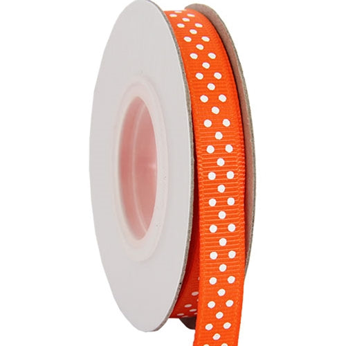 Grosgrain Dots Ribbon 3/8" - 10 Yards - Orange - Threadart.com