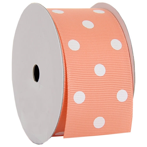 Grosgrain Dots Ribbon 1 1/2" - 5 Yards - Peach - Threadart.com
