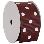 Grosgrain Dots Ribbon 1 1/2" - 5 Yards - Chocolate - Threadart.com