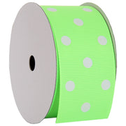 Grosgrain Dots Ribbon 1 1/2" - 5 Yards - Neon Green - Threadart.com