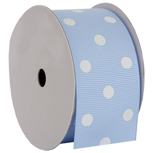 Grosgrain Dots Ribbon 1 1/2" - 5 Yards - Baby Blue - Threadart.com
