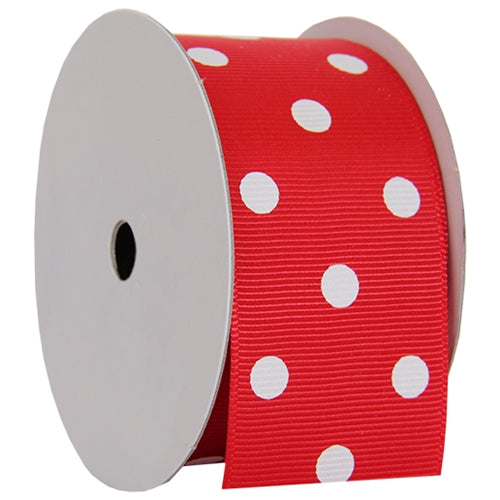 Grosgrain Dots Ribbon 1 1/2" - 5 Yards - Red - Threadart.com