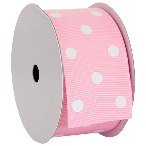 Grosgrain Dots Ribbon 1 1/2" - 5 Yards - Pink - Threadart.com