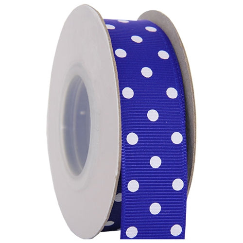 Grosgrain Dots Ribbon 7/8" - 10 Yards - Blue - Threadart.com