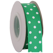Grosgrain Dots Ribbon 7/8" - 10 Yards - Green - Threadart.com