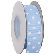 Grosgrain Dots Ribbon 7/8" - 10 Yards - Baby Blue - Threadart.com