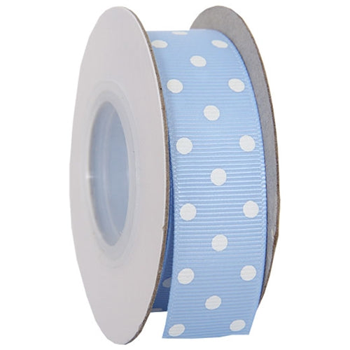 Grosgrain Dots Ribbon 7/8" - 10 Yards - Baby Blue - Threadart.com