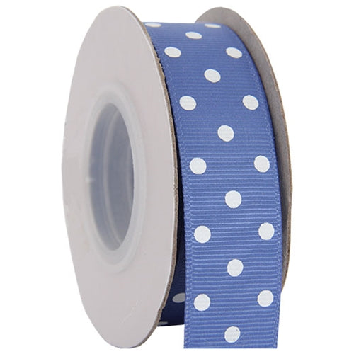 Grosgrain Dots Ribbon 7/8" - 10 Yards - Country Blue - Threadart.com