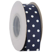 Grosgrain Dots Ribbon 7/8" - 10 Yards - Navy - Threadart.com