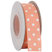 Grosgrain Dots Ribbon 7/8" - 10 Yards - Peach - Threadart.com