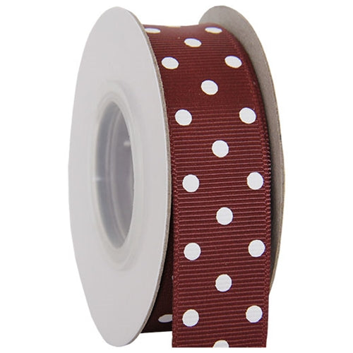 Grosgrain Dots Ribbon 7/8" - 10 Yards - Chocolate - Threadart.com