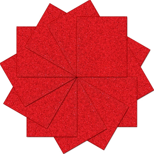 Red Glitter  Iron On Vinyl - Pack of Heat Transfer Sheets - Threadart.com