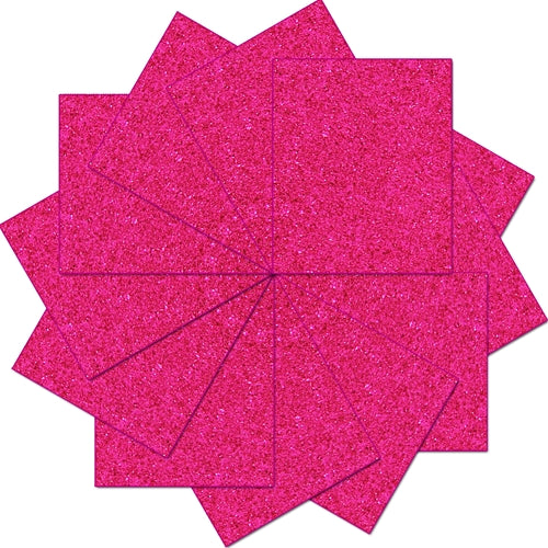 Hot Pink Glitter  Iron On Vinyl - Pack of Heat Transfer Sheets - Threadart.com