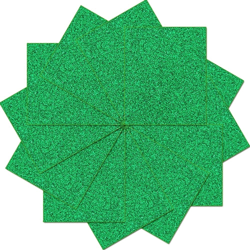 Green Glitter  Iron On Vinyl - Pack of Heat Transfer Sheets - Threadart.com