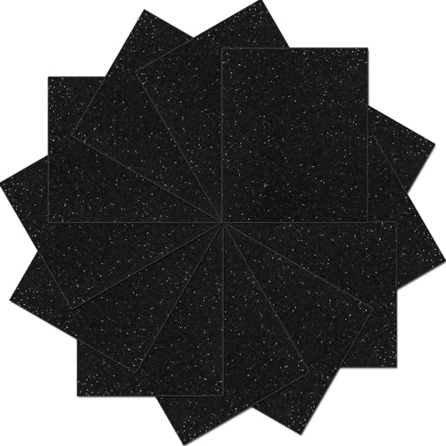 Black Glitter  Iron On Vinyl - Pack of Heat Transfer Sheets - Threadart.com