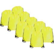 10 Drawstring Tote Bags - Neon Yellow - Threadart.com