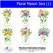 Machine Embroidery Designs - Floral Mason Jars (1) - Threadart.com