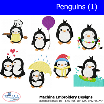 Machine Embroidery Designs - Penguins (1) - Threadart.com