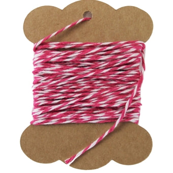 Cotton Baker's Twine - 10 Yards - ColorTwist - Hot Pink & White