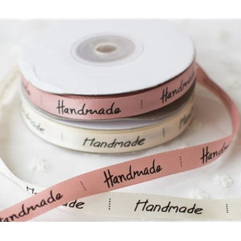 25 Yards of Satin Ribbon - With Handmade Printing - Threadart.com
