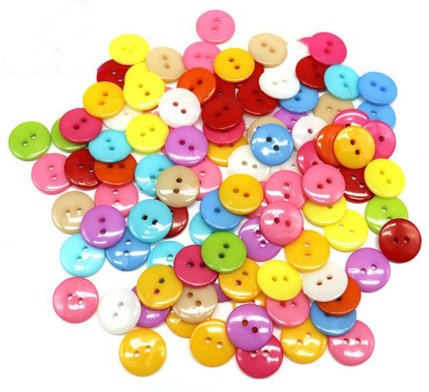 Mixed Color Buttons - 50 Per Pkg - 15mm - Threadart.com