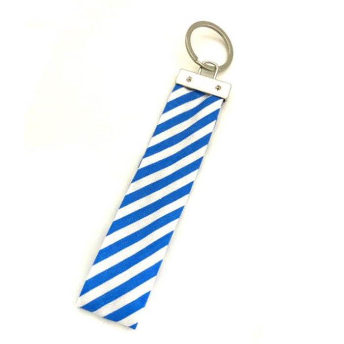 Ribbon Keychain - Blue & White Stripes - Threadart.com