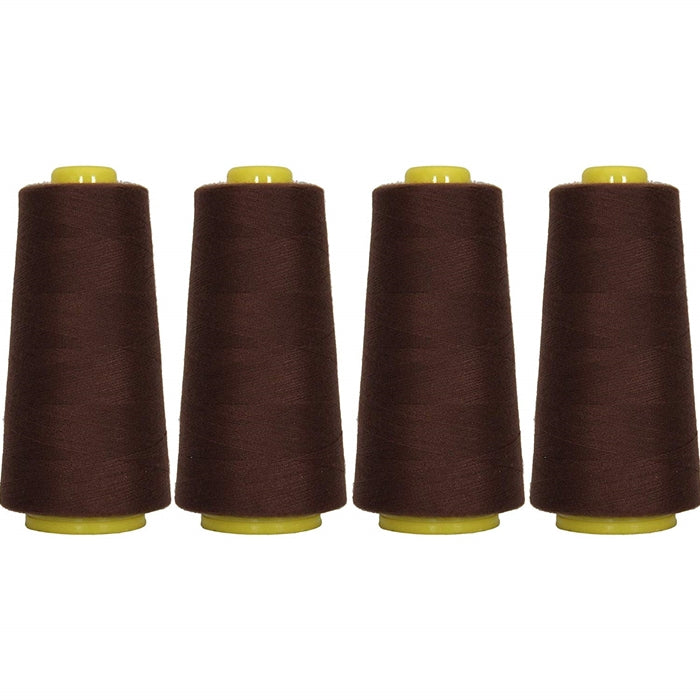 Four Cone Set of Polyester Serger Thread - Chocolate 405 - 2750 Yards Each - Threadart.com