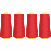 Four Cone Set of Polyester Serger Thread - Christmas Red 148 - 2750 Yards Each - Threadart.com