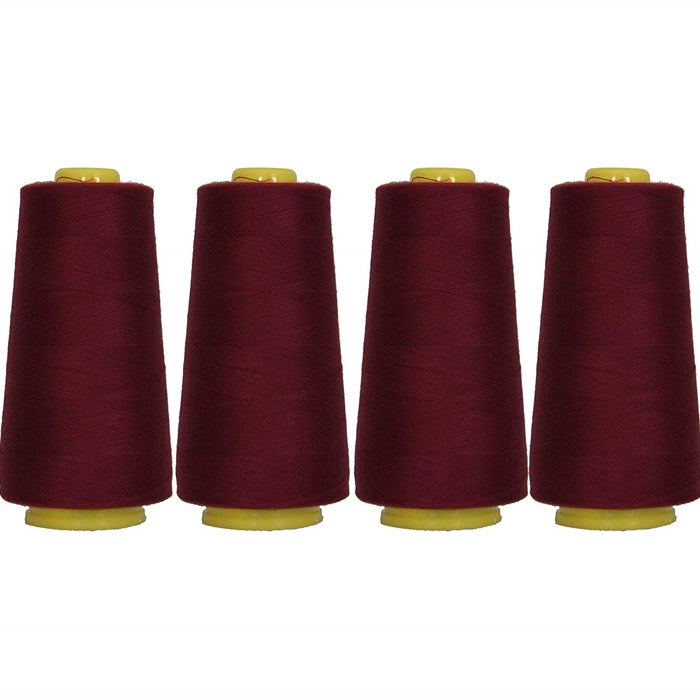 Four Cone Set of Polyester Serger Thread - Dk Maroon 394 - 2750 Yards Each - Threadart.com