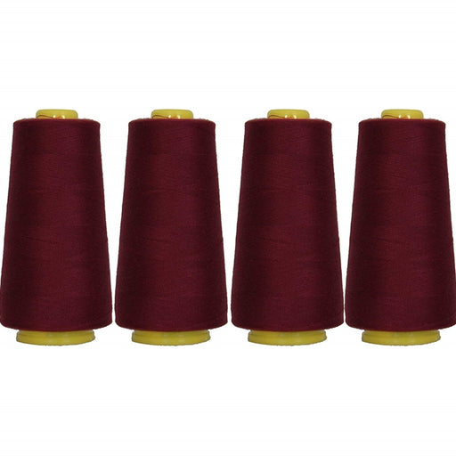 Four Cone Set of Polyester Serger Thread - Dk Maroon 394 - 2750 Yards Each - Threadart.com