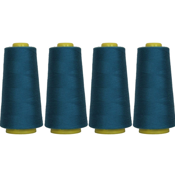 Four Cone Set of Polyester Serger Thread - Dk Turquoise 470 - 2750 Yards Each - Threadart.com