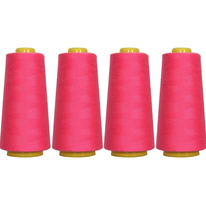 Four Cone Set of Polyester Serger Thread - Hot Pink 674 - 2750 Yards Each - Threadart.com