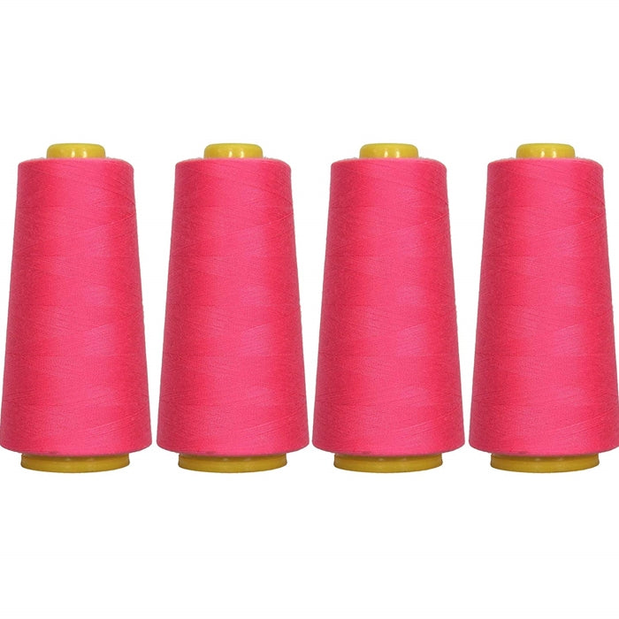 Four Cone Set of Polyester Serger Thread - Hot Pink 674 - 2750 Yards Each
