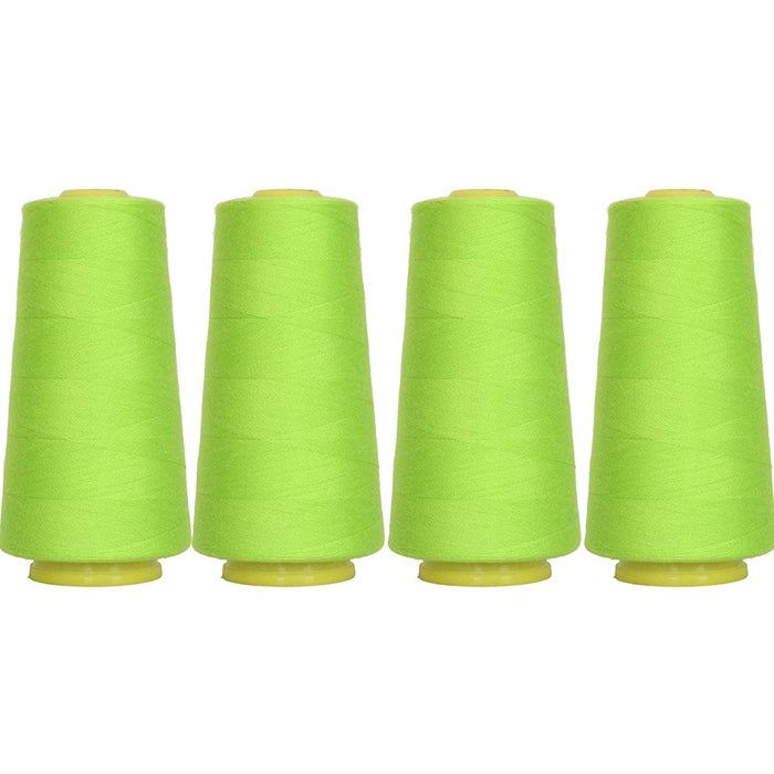 Four Cone Set of Polyester Serger Thread - Lime Green 675 - 2750 Yards Each - Threadart.com